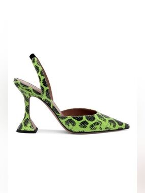 Amina Muaddi Holliayer Green Snake Slingback Heels EU 36.5/ US 6.5
